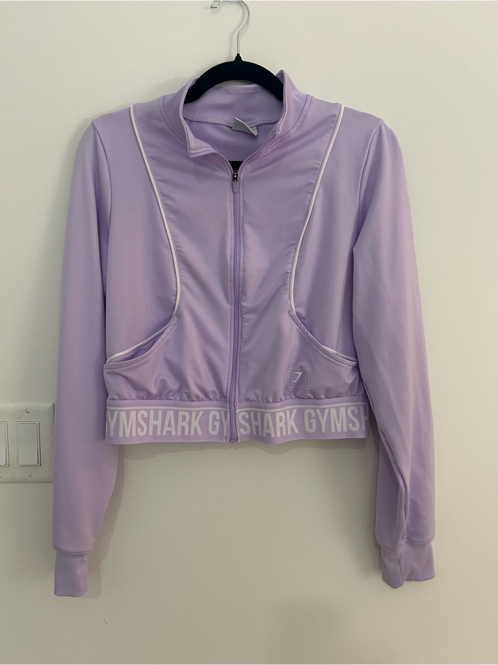 Gymshark Cropped Track Full-Zip Jacket Women’s L Lavender Y2K Sporty Athleisure